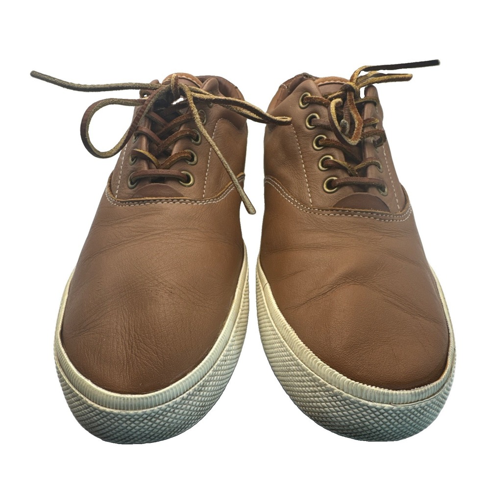 Polo Ralph Lauren VAUGHN Brown Leather Lace Casual Boat Shoes Men's Size US 14 D